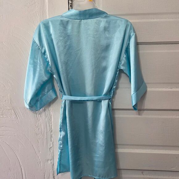 Partners by Mervans vintage Woman's Baby Blue Long Sleeve Robe with Belt size S - Picture 5 of 7